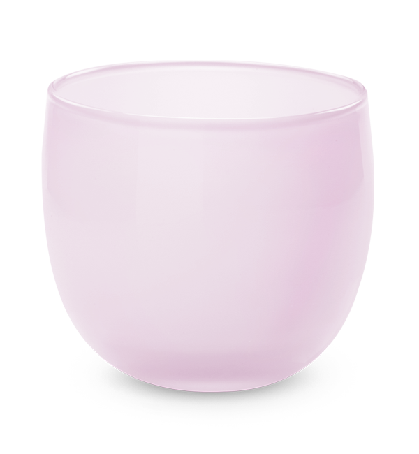 hand-blown soft pink drinking glass.