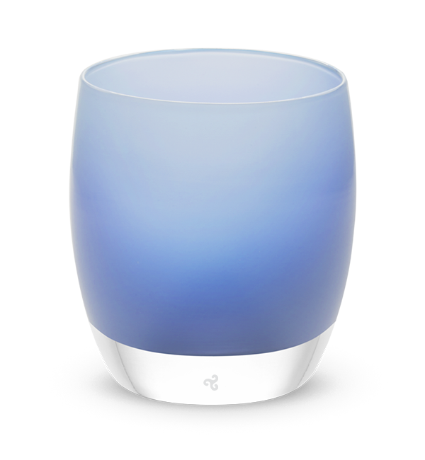 stormy blue hand-blown glass votive candle holder.