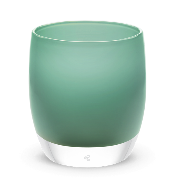 strength teal green hand-blown glass votive candle holder