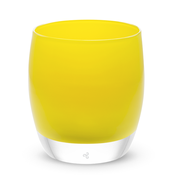 sunshine opaque yellow, hand-blown glass votive candle holder