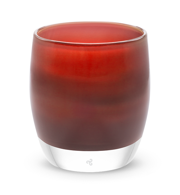 hand-blown garnet glass votive candle holder