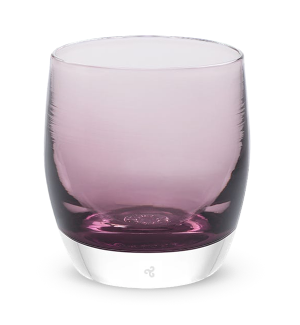 whisper, transparent dusty purple, hand-blown glass votive candle holder