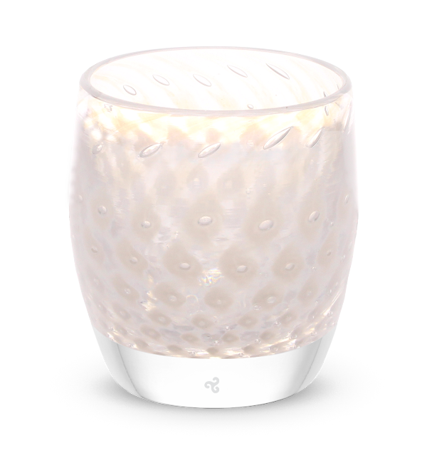 yes white unique bubble pattern hand-blown glass votive candle holder 