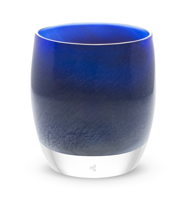 zen | midnight blue hand-blown glass candle holder | glassybaby