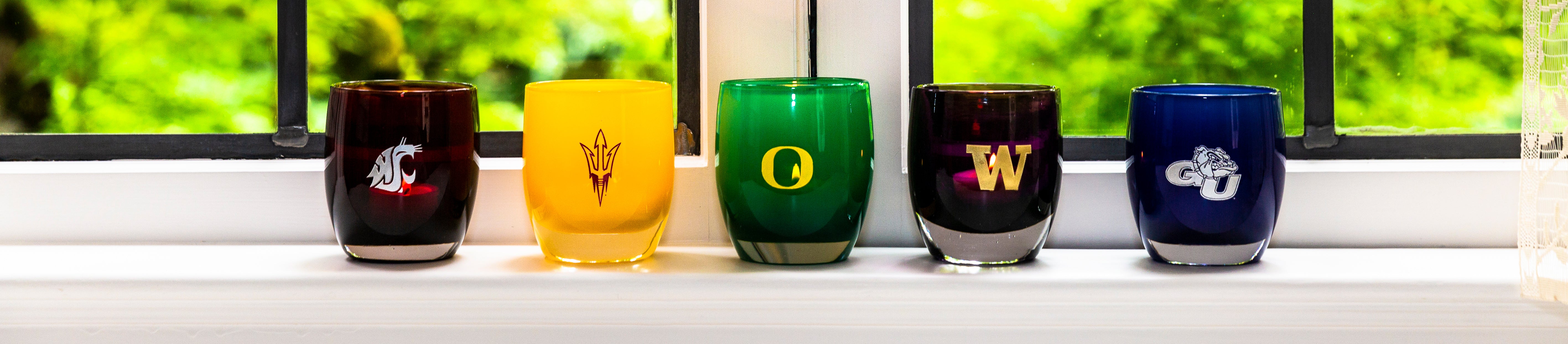 etched collegiate logo glassybaby collection.