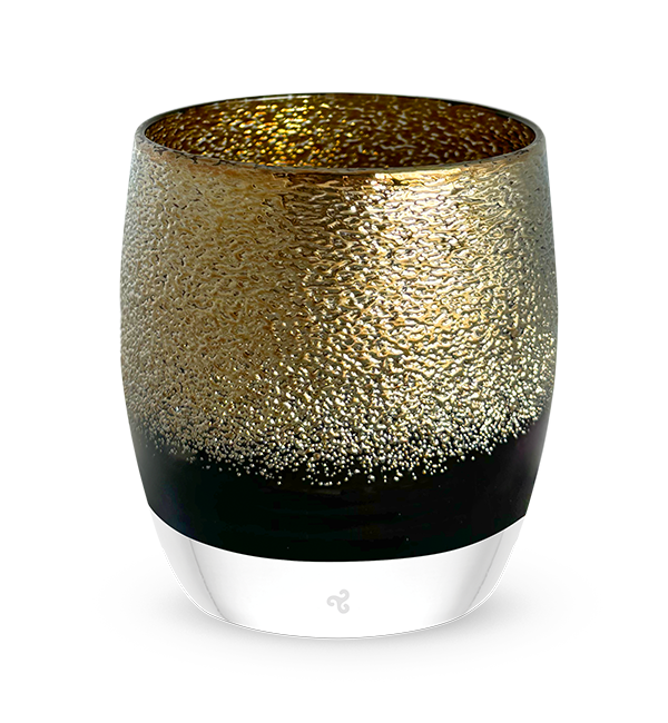 disco ball, black and gold shimmer hand-blown glass votive candle holder