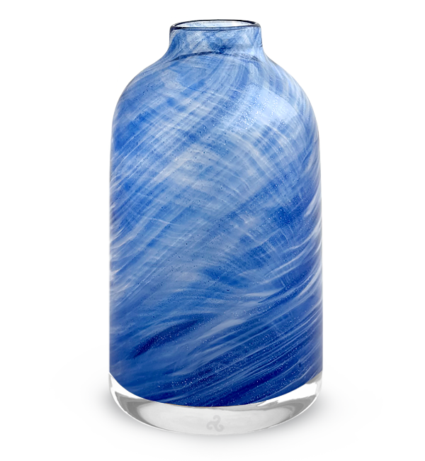 Limited Edition SEA bloomette, blue vase with thin white swirls