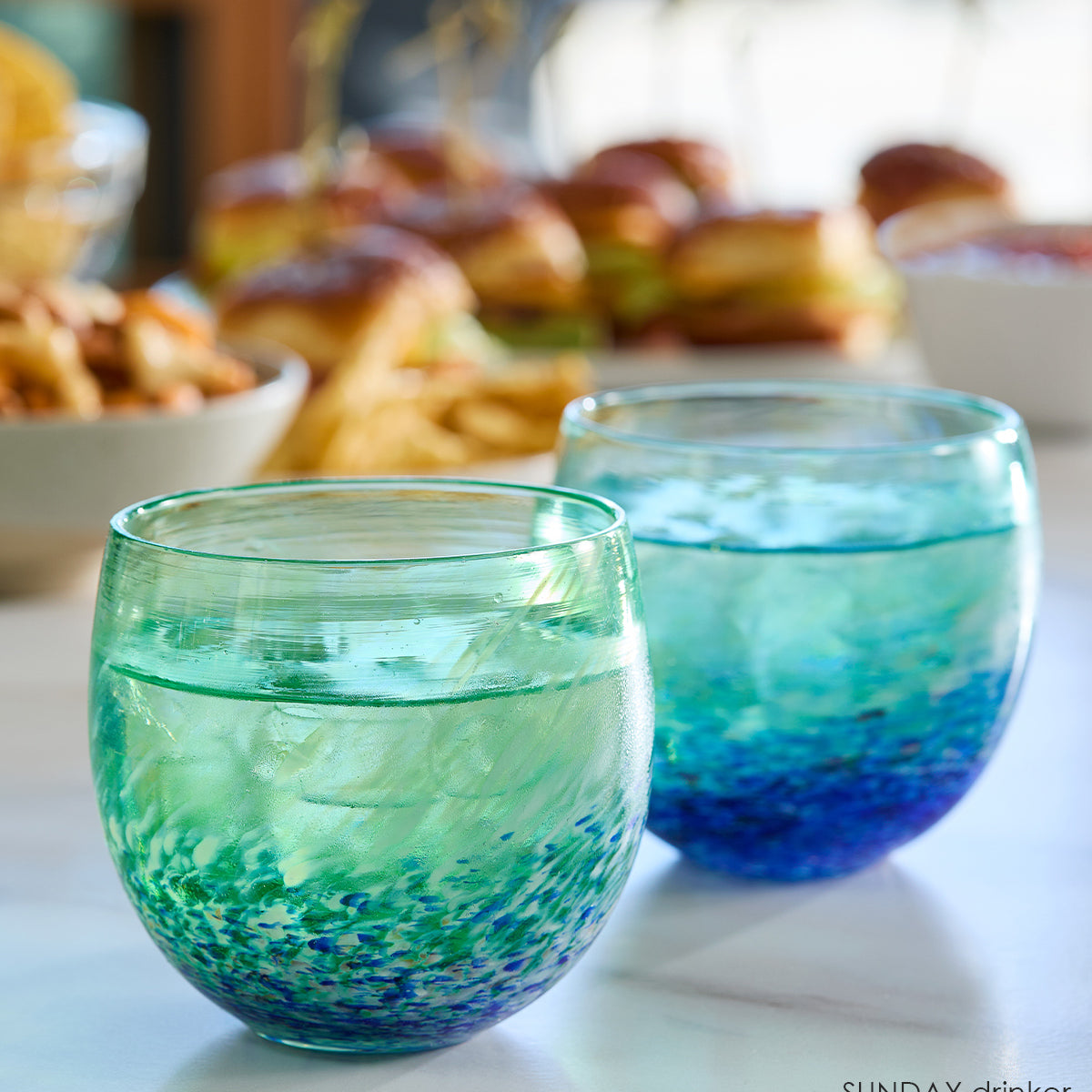 baby blue wine glasses SUNDAY drinker set