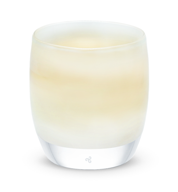 angel light yellow/cream, hand-blown glass votive candle holder