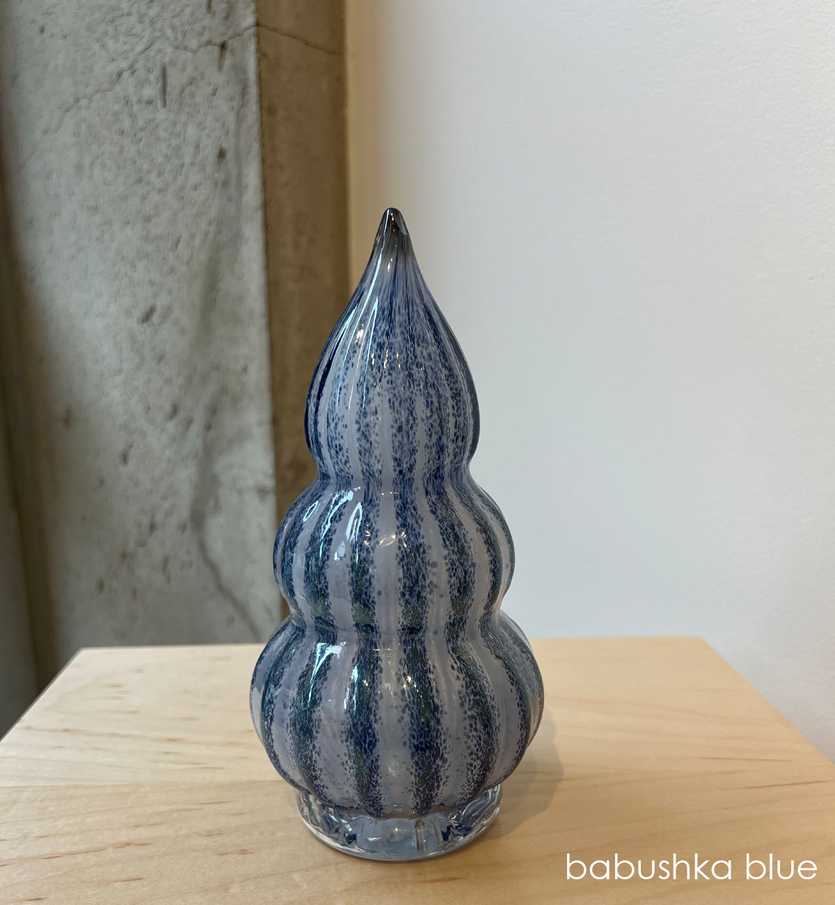 Blue hand-blown glass holiday tree