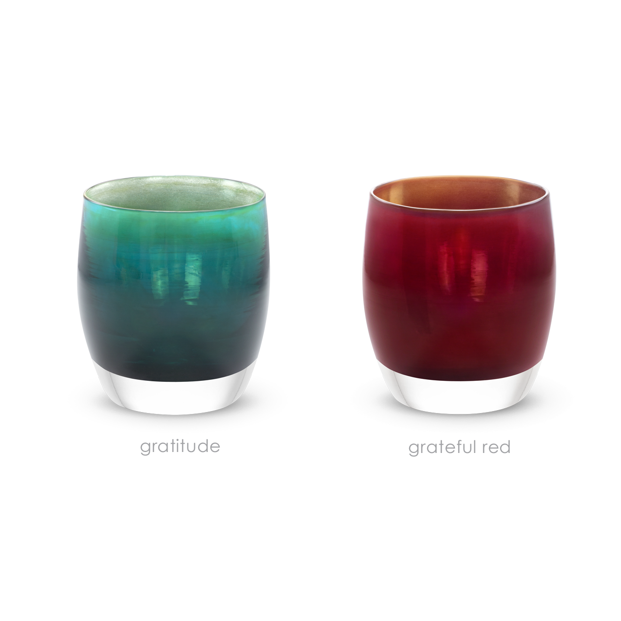 blessings holiday set grateful red gratitude red green hand-blown glass votive candle holder