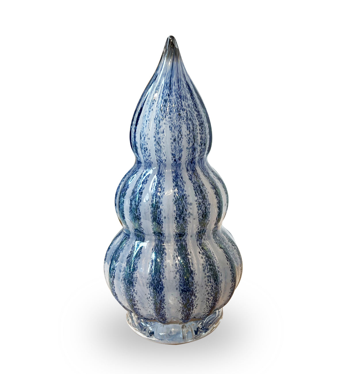 Blue hand-blown glass holiday tree