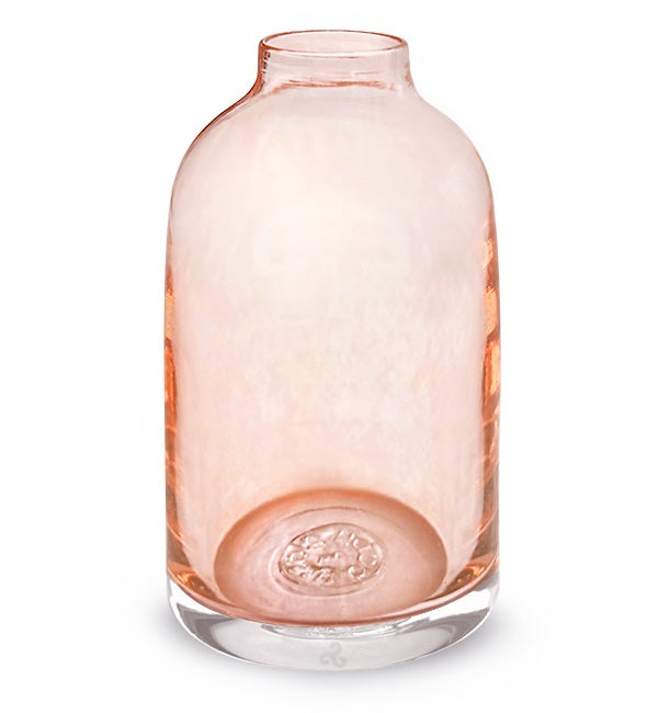coral bloomette , transparent coral hand-blown glass flower bud vase
