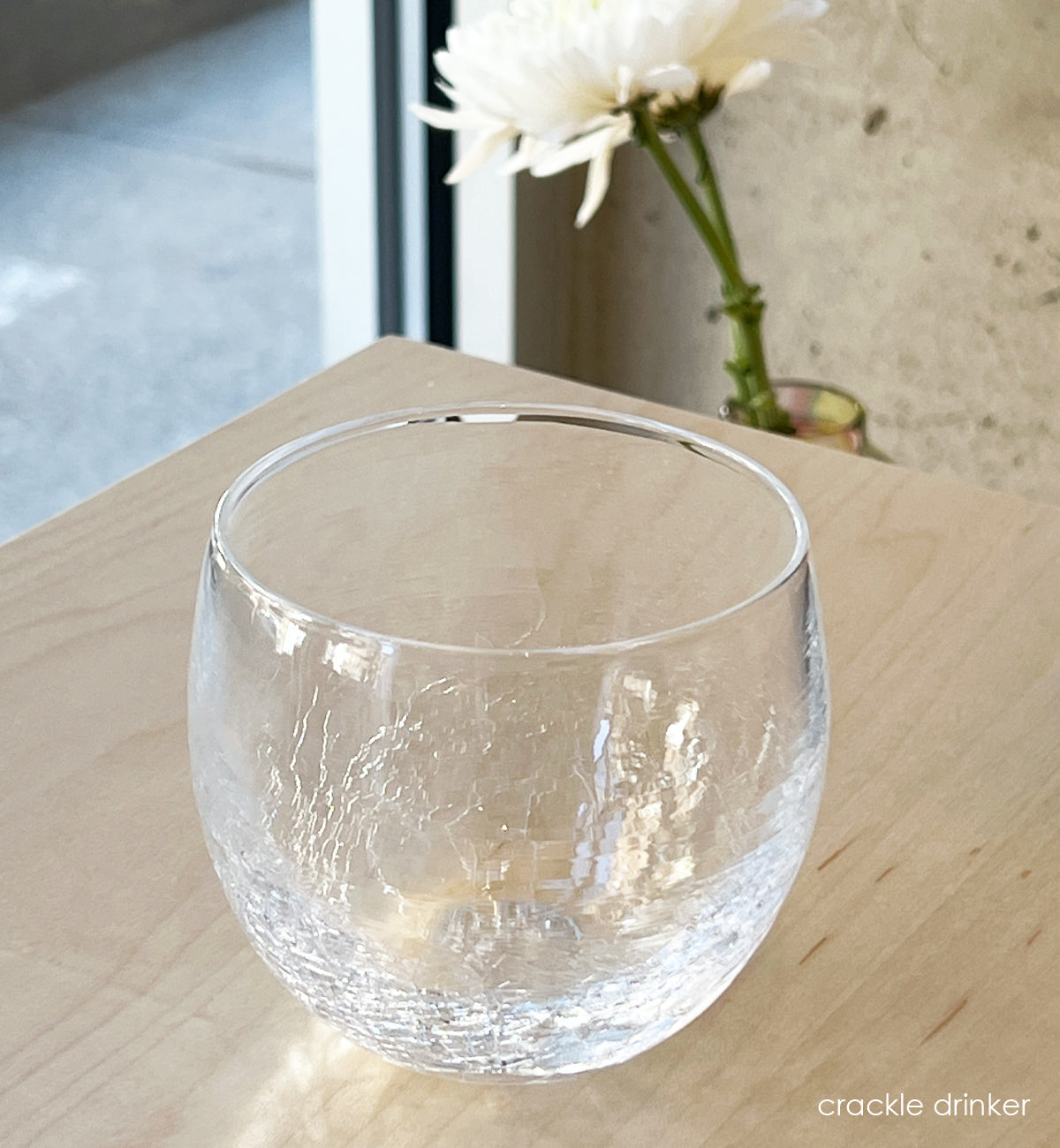 crackle drinker clear crackle textured hand-blown drinking glass