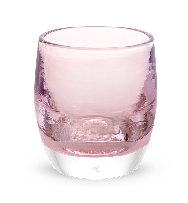 'cuddle' pink transparent glassybaby hand-blown glass candle holder