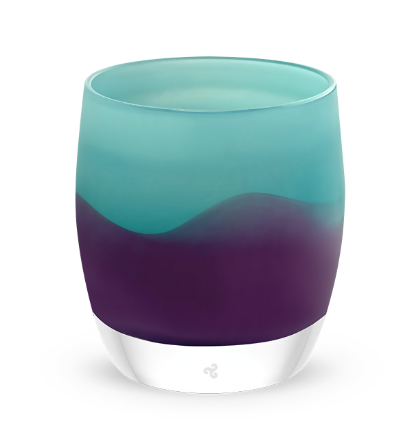 elephant solo #4 turquoise/purple hand-blown glass candle holder. 