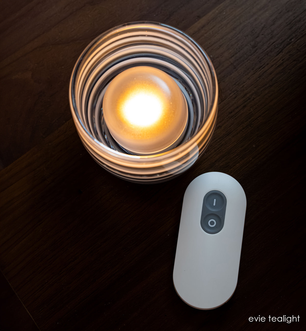 evie tealights inside blue ribbon with remote