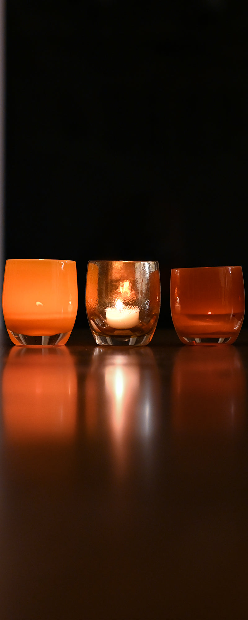 fall collection of hand-blown glass votive