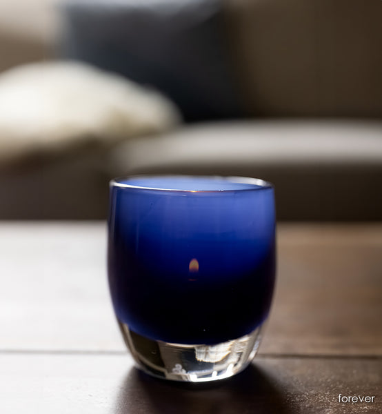 forever | ocean blue blown glass candle holder | glassybaby forever | ocean blue blown glass candle holder | glassybaby