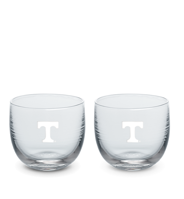 UT drinker set | Two University of Tennessee hand-blown drinking glasses
