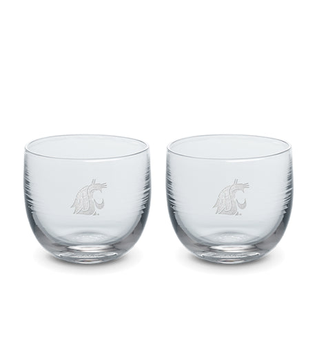 Two Washington State University hand-blown drinking glasses
