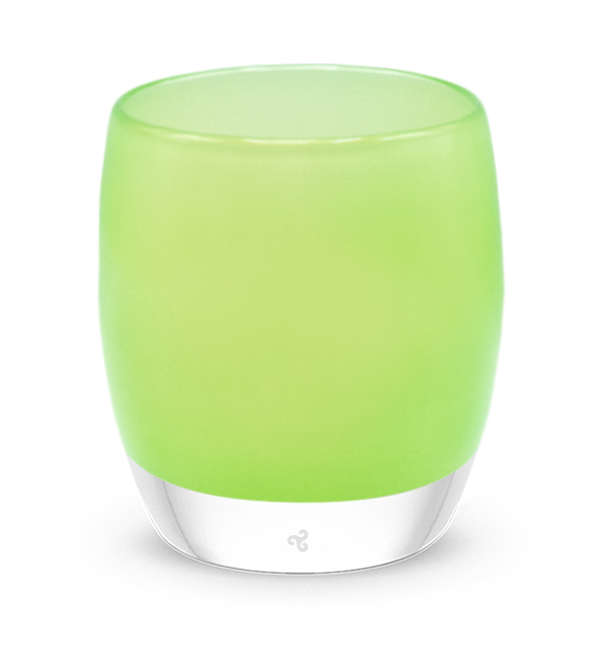 alive again vibrant green, hand-blown glass votive candle holder