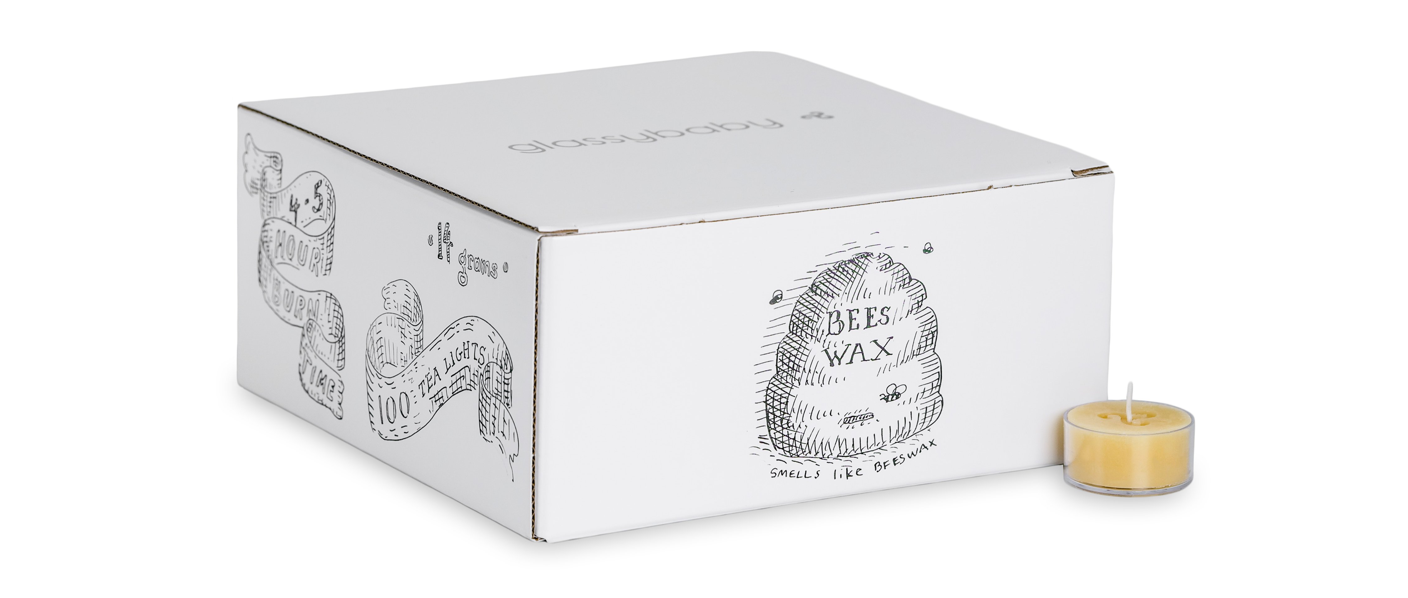 100 pack pure beeswax tea lights