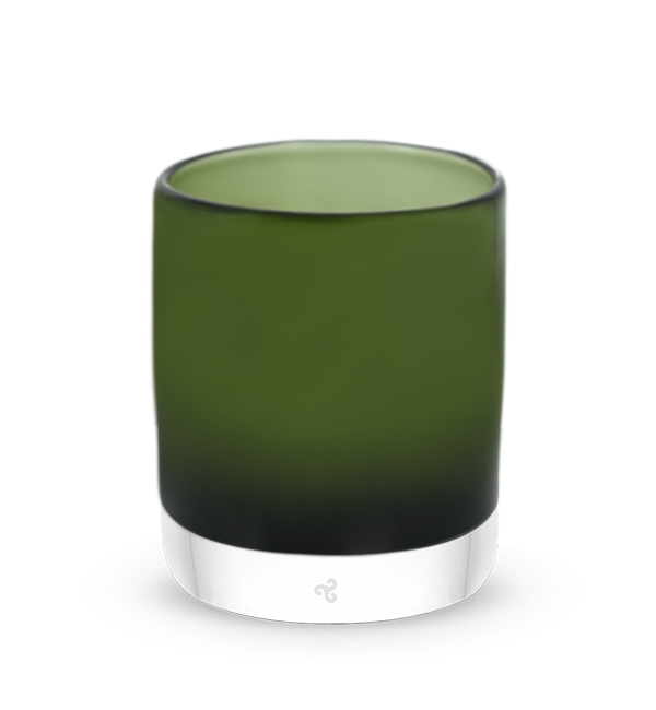 jade green hand-blown lowball glass.