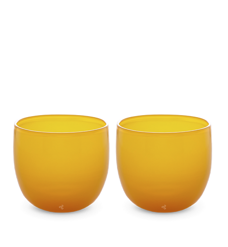 mimosa drinker set, tangerine hand-blown drinking glasses.