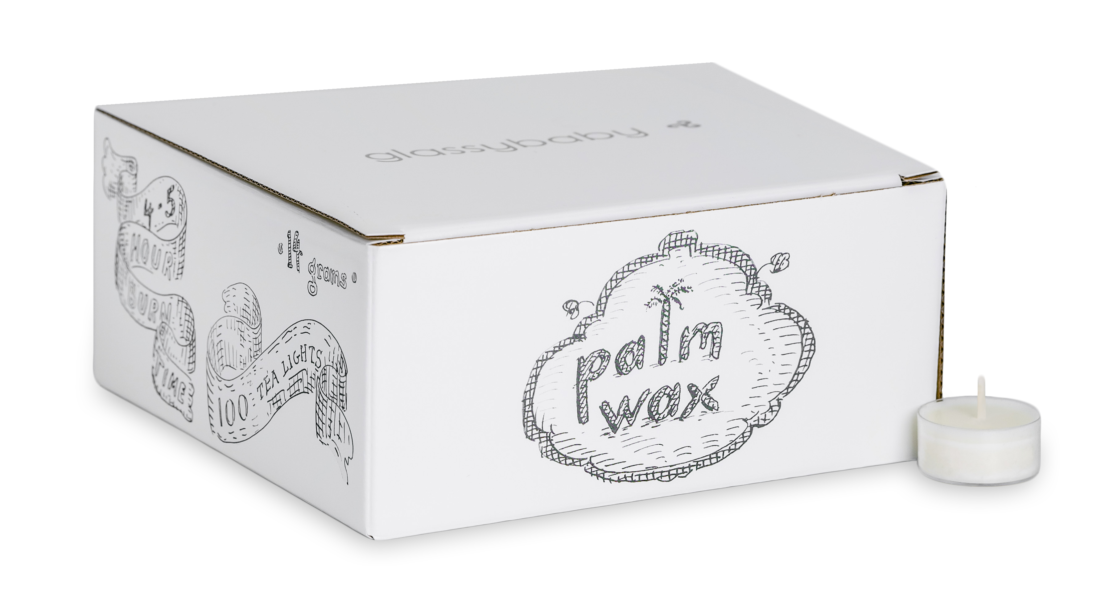 palm wax tea light candles - box of 100