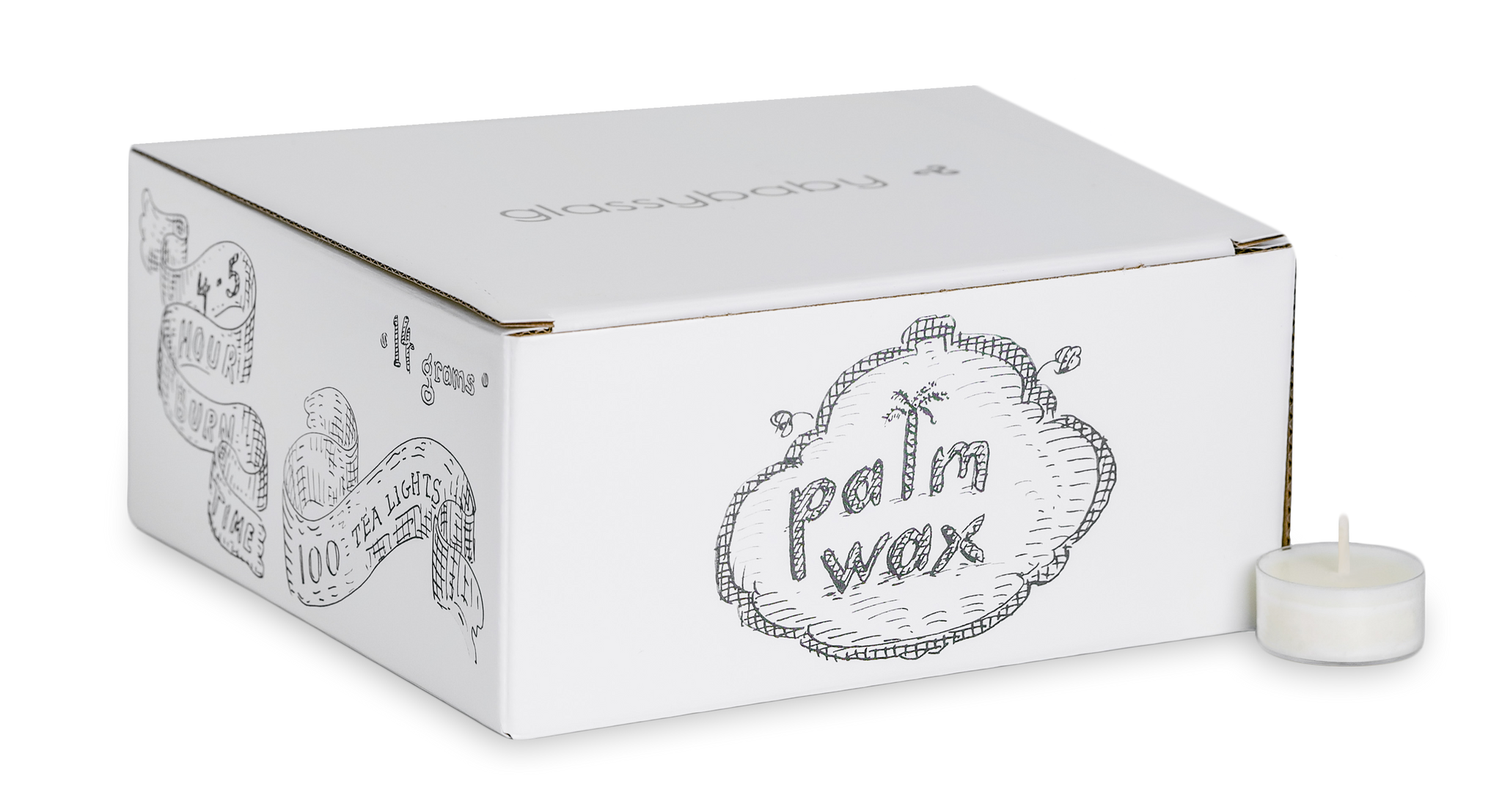 palm wax tealight candles - box of 100