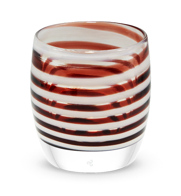 red ribbon red white swirl hand-blown glass votive candle holders