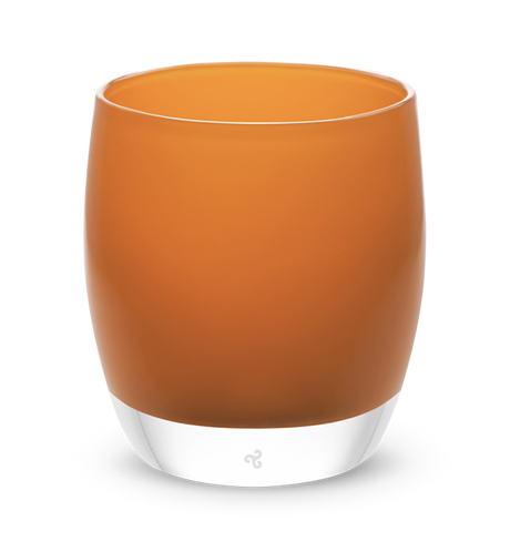 gingerbread opaque brown hand-blown glass votive candle holder.