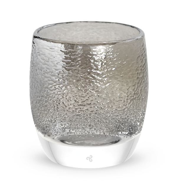 all that glitters - spark | one silver glitter, hand-blown glass votive candle holder