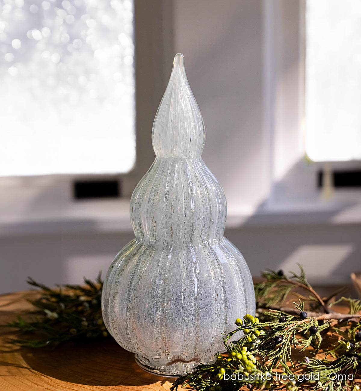 gold  sparkle hand-blown glass holiday tree