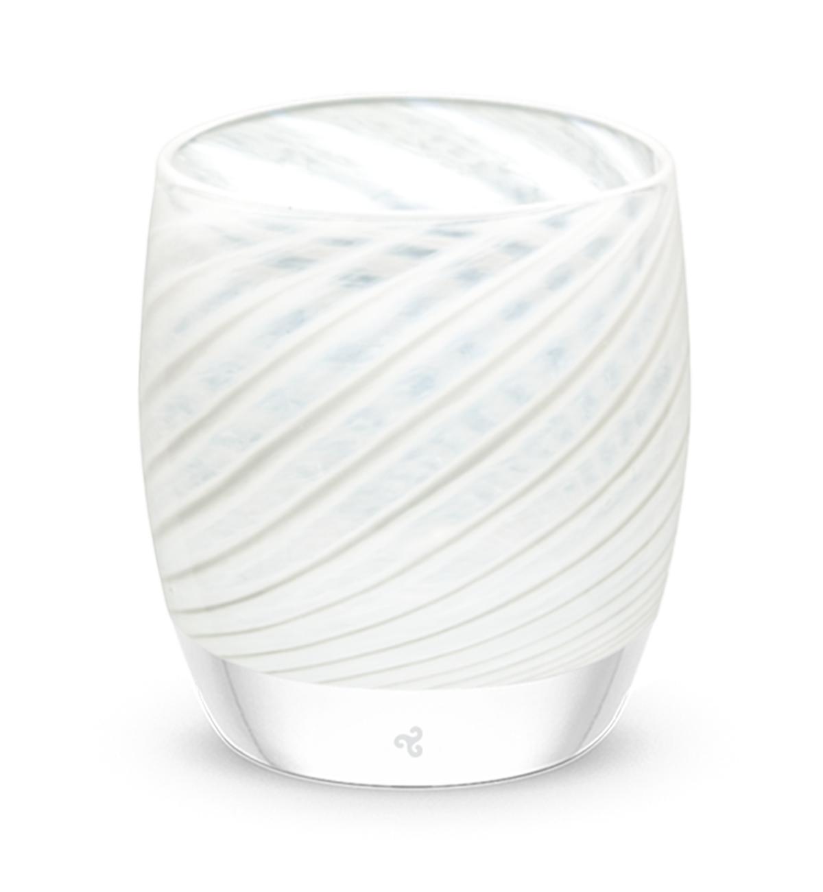 good winter white translucent swirl hand-blown glass votive candle holder