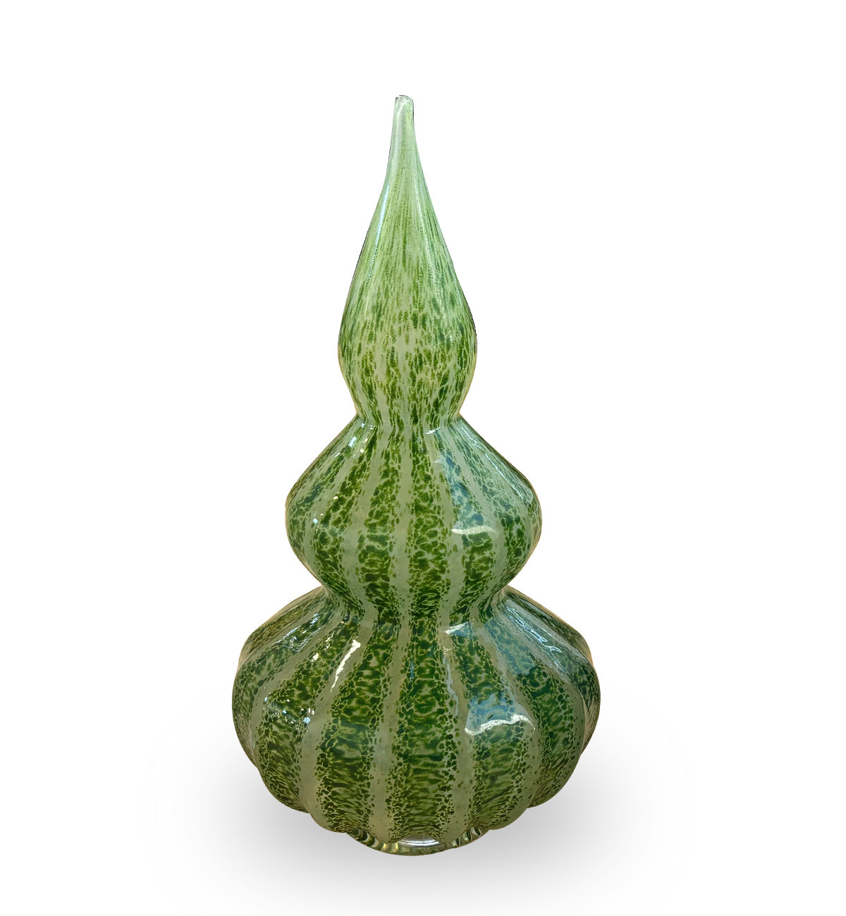 green hand-blown glass holiday tree.