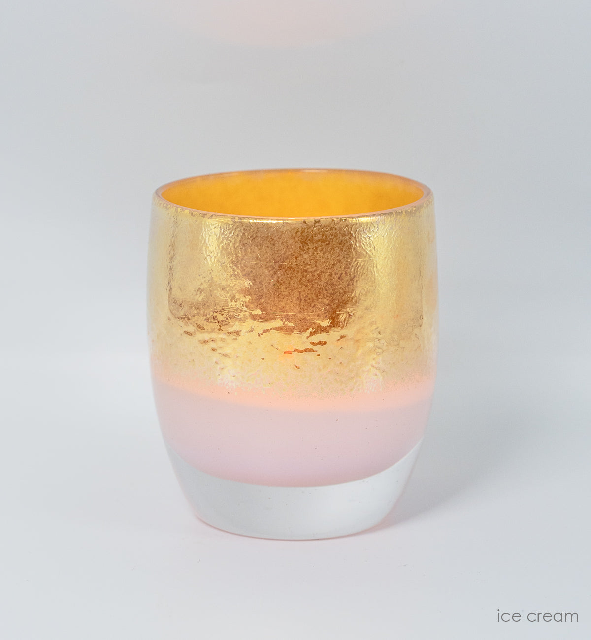 ice cream pink gold hand-blown glass votive candle holder 