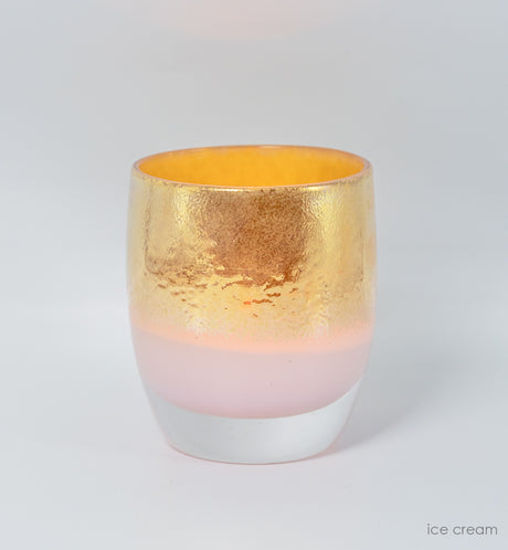 ice cream pink gold hand-blown glass votive candle holder 