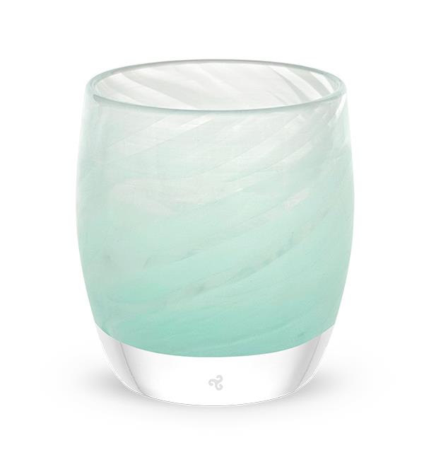 'in spirt' light blue hand-blown glass candle holder
