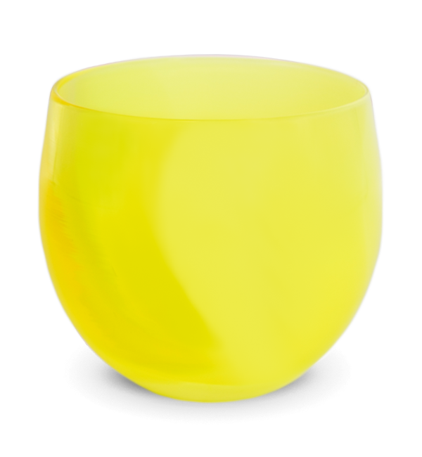 a vibrant two-toned yellow hand-blown drinking glass.