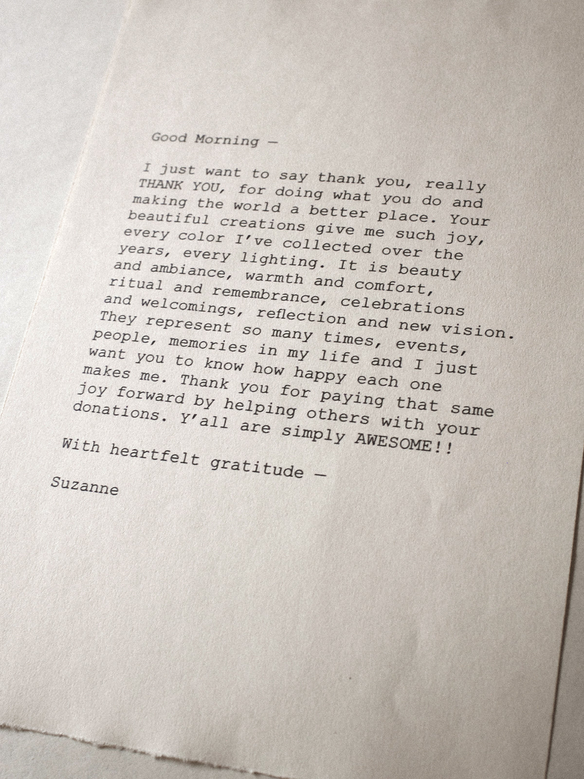 letter- with heartfelt gratitude
