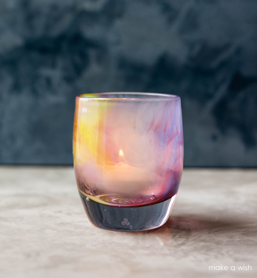 make a wish colorful handblown glass candle holder