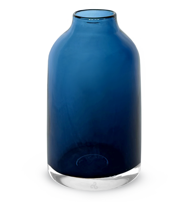  transparent navy hand-blown glass flower bud vase