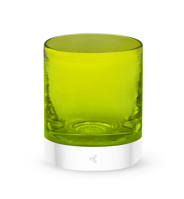 New Leaf, translucent lime green hand-blown lowball glass. #option_single