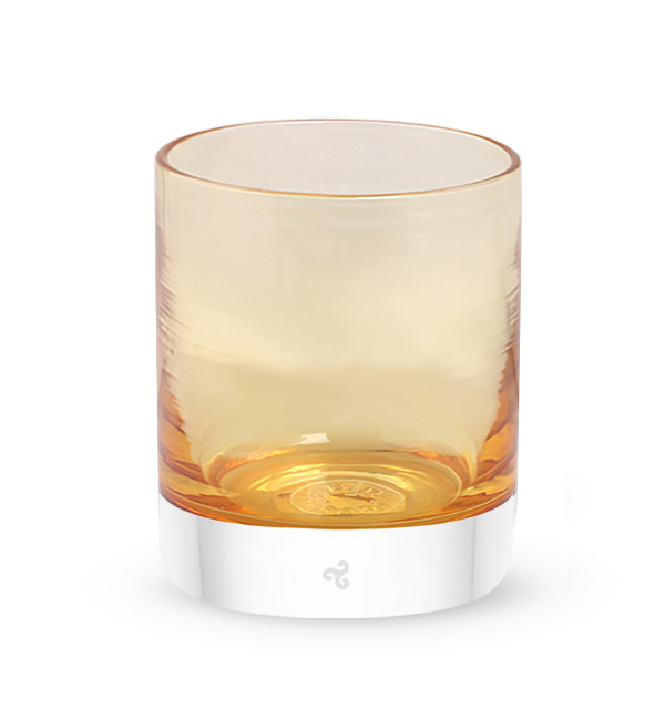 Oak Wood, amber translucent, hand-blown glass lowball drinking glass #option_single