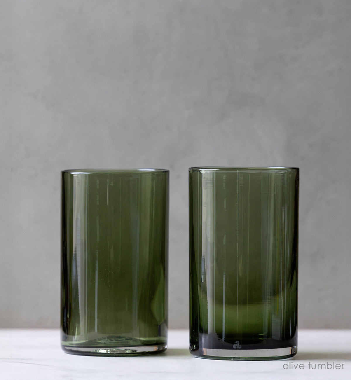 olive tumblers hand-blown drinking glass
