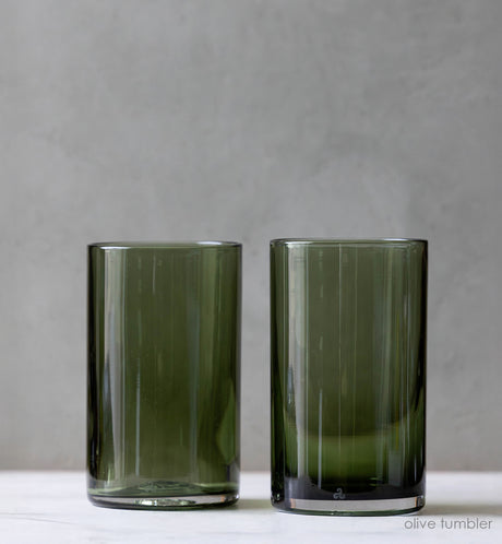 olive tumblers hand-blown drinking glass