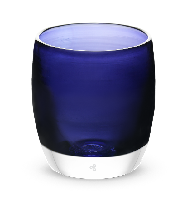 patience translucent dark blue purple hand-blown glass votive candle holder