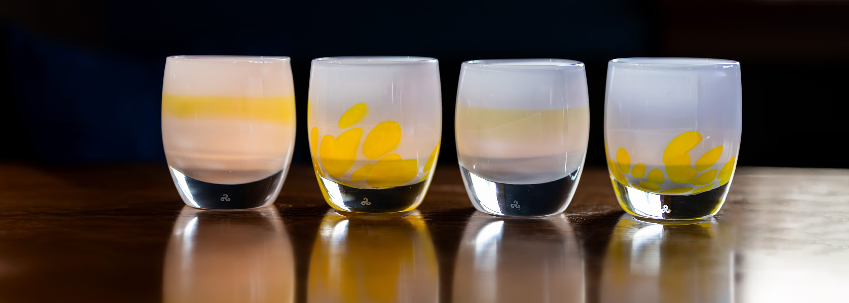 play date sets of yellow and white glassybaby